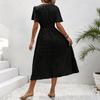 Women's V-Neck Waist-Defining Polka Dot Short-Sleeve Casual Dress