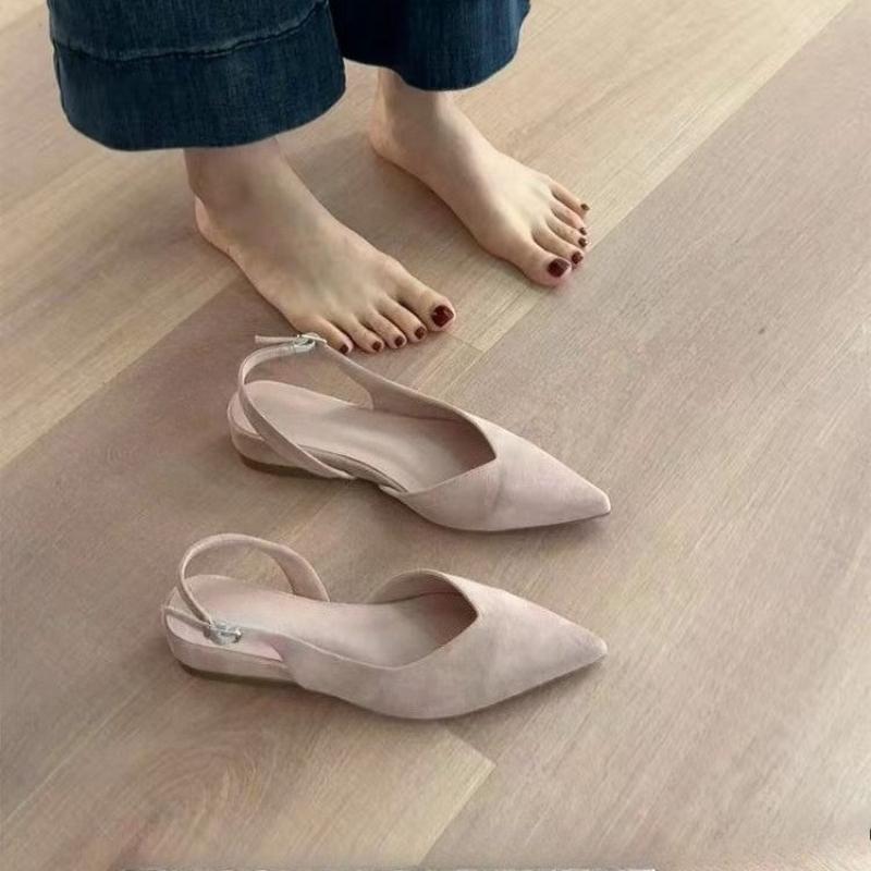 Fashion 2025 New Concise Pointed Toe Square Low Heels Women Sandals Elegant Slingbacks Banquet Party Mule Shoes