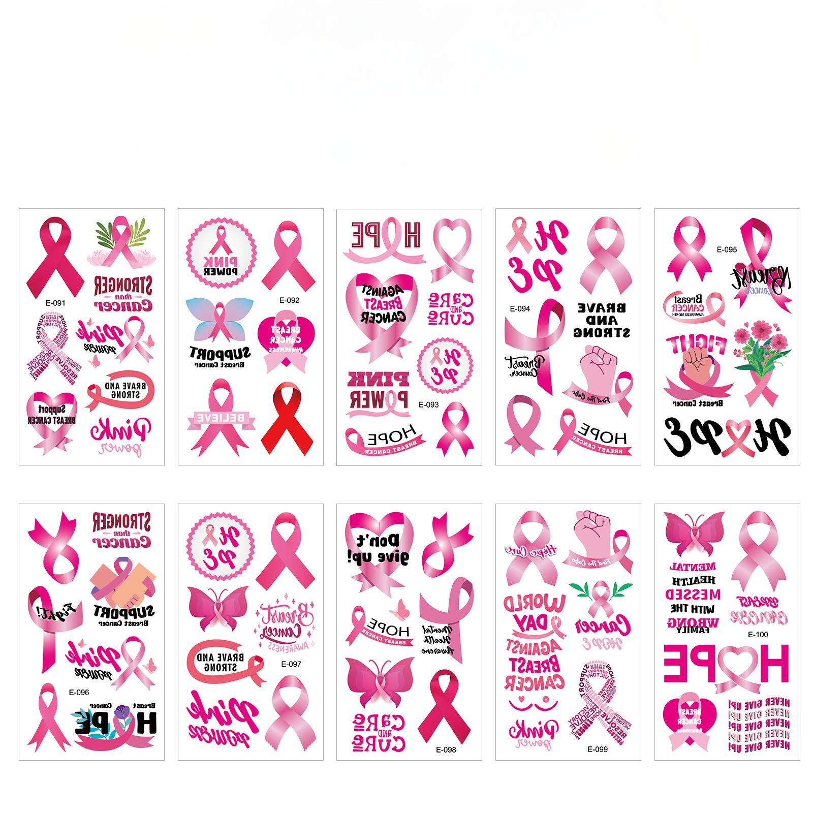 

24 наклейки для татуировки на грудь для женщин, розовая лента для праздничной вечеринки, водонепроницаемые наклейки для лица 6.8*12cm