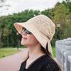 Straw Hat Women's Spring and Summer New Hand Hook Bow Rear Split Hat Solid Color Foldable Vacation Visor