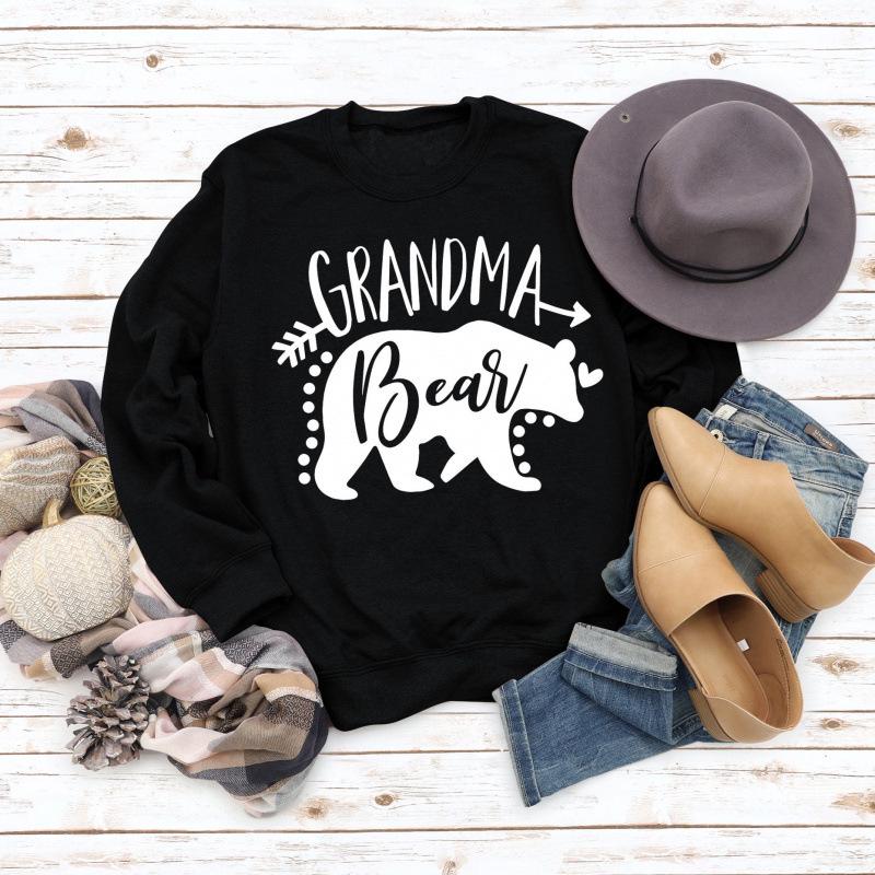 Grandma Bear Letter Print Women's Long Sleeve Sweatshirt