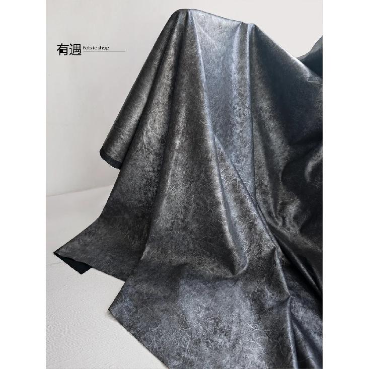 PU Simulated Leather Fabric Silver Gray Handmade Diy Coat Skirt Designer Cloth Diy Apparel Sewing Polyester Fabrics