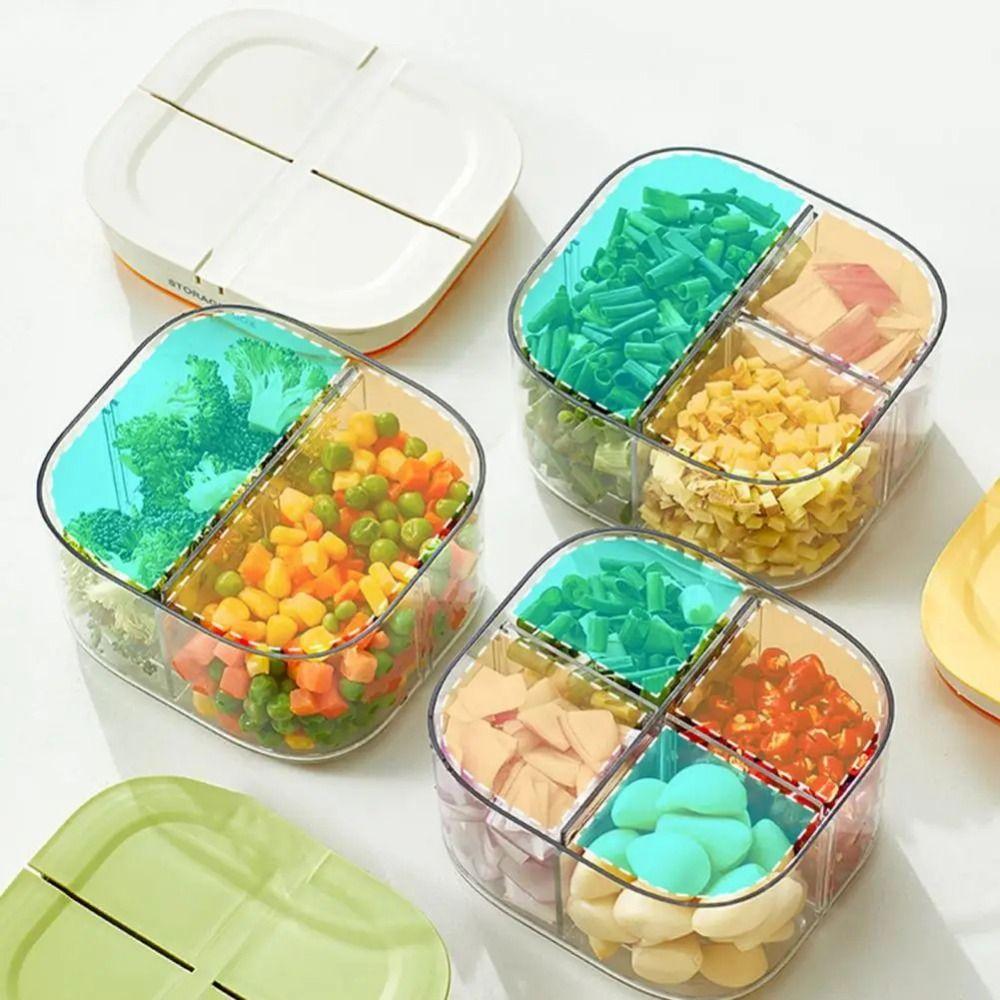 4 Grids Refrigerator Sealed Box BPA Free Kitchen Food Crisper Case Meal Preps