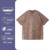 T-shirt Lavata Retrò Fiocco di Neve 230g, Stile Europeo e Americano, Puro Cotone, Vestibilità Larga Girocollo Pullover, T-shirt Uomo Pesante.