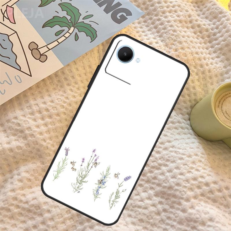 Lavender Purple Flowers Case For Realme C67 C63 C55 C51 C75 C61 C53 C35 C65 C71 11 12 13 14 15 Pro Plus GT6 GT7 Pro