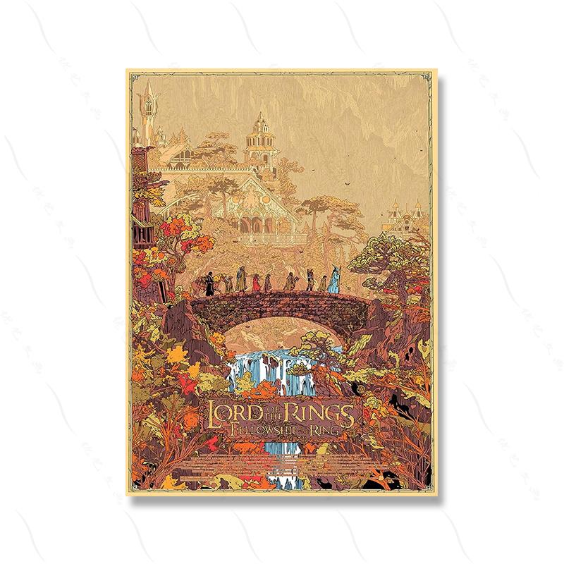 Retro Canvas Painting Abstract Ring Art Poster Print Vintage Film Mordor Castle Lord Magic Kid Bed Room Home Decor Murals