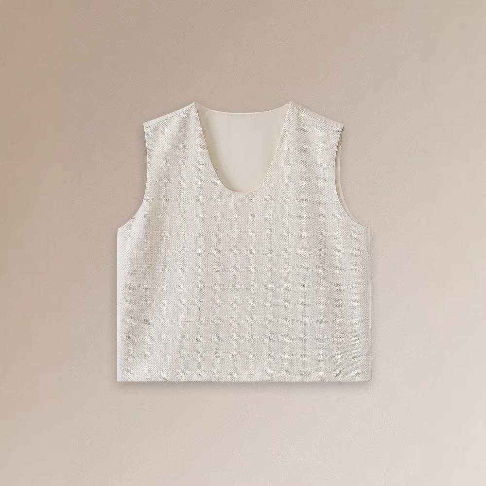 Pre-sale Elegant First Gen Textured U-neck Loose Vest