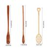 3Pcs Home Long Handle Wood Stirring Spoon Mixing Slotted Spoon for Coffee Milk Honey Use