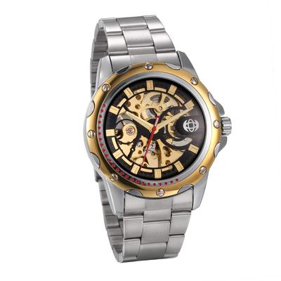 JEWELRYWE Fashion Stainless Steel Gold Men's Watch, Waterproof, Popular, Watch, Belt, Skeleton, Automatic, Casual, Business, Boyfriend, Valentine's