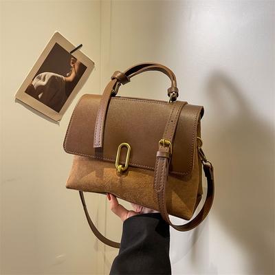 Retro klassisk liten firkantet veske dame trend ny pendler skulderveske crossbody armhule høy tekstur håndveske dame