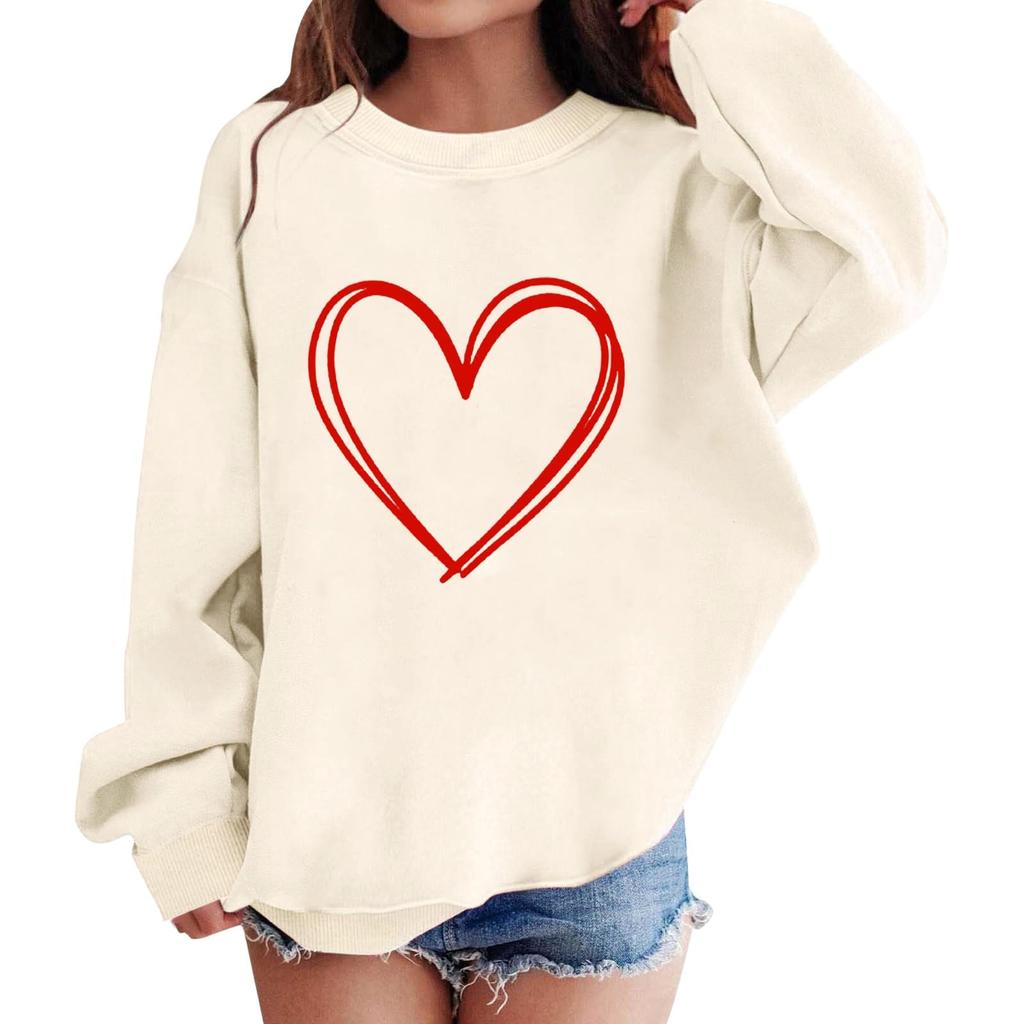 Girl's Sweatshirt, Long Sleeve, Neck Pullover, Cute Loose Neck Sweatshirt