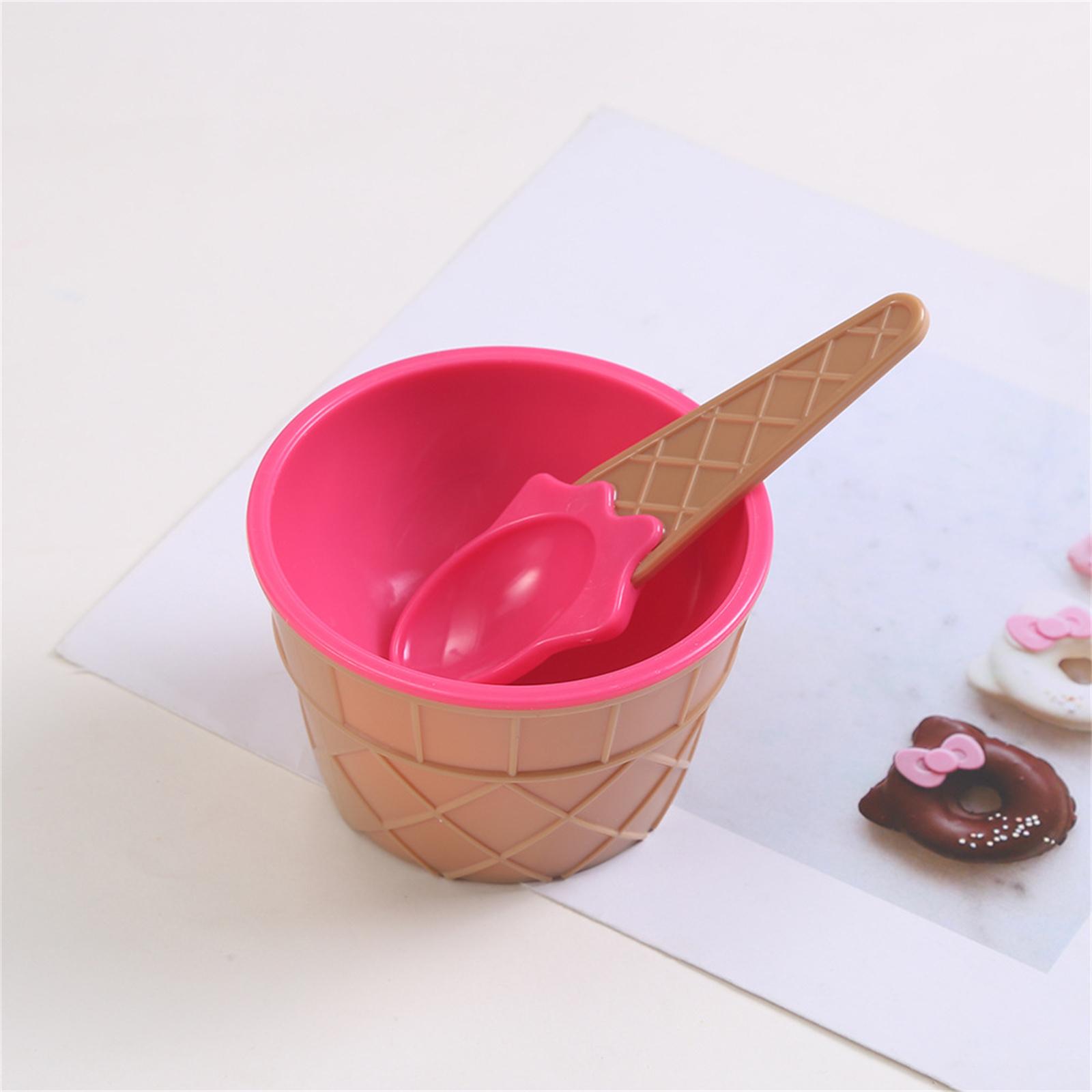

Plastic Kids Ice Cream Bowl with Spoon Set Durable Lightweight Design Suitable for Everyday Use and Outdoor Activities One Size