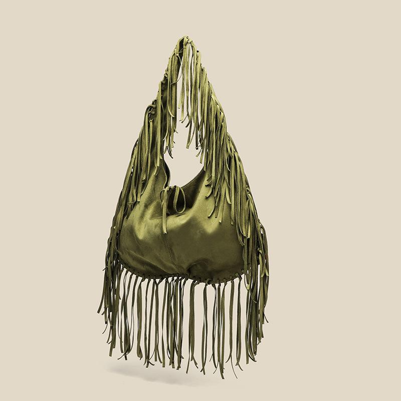 Neue Quaste Große Kapazität Trendige Vielseitige Umhängetasche Lässige Einfache Crossbody-Tasche PU-Leder Retro Knödeltasche