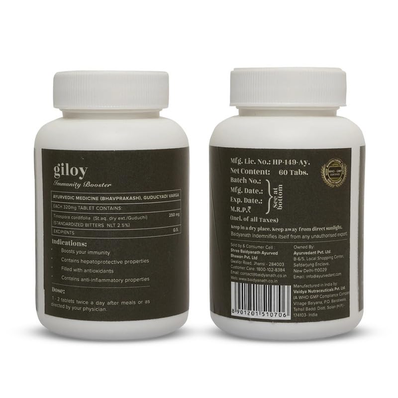 Baidyanath Ayurvedant Giloy Tablets For Immunity Boost, Detox & Overall Wellness Herbal Supplement 60 Tablets Pack Of 1