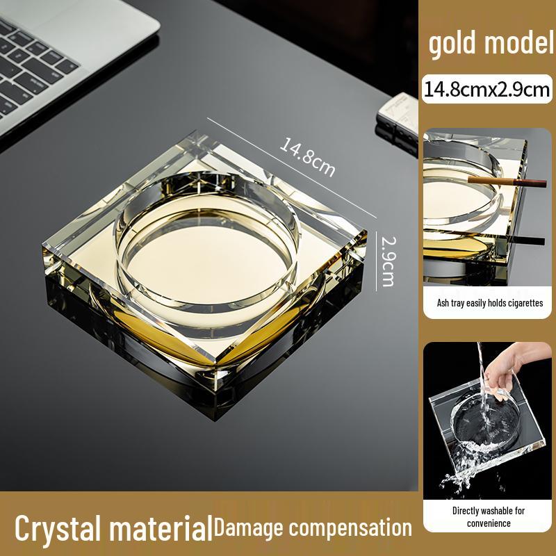 Crystal Glass Ashtray: Elegant, Fly-Repellent Design for Home or Office