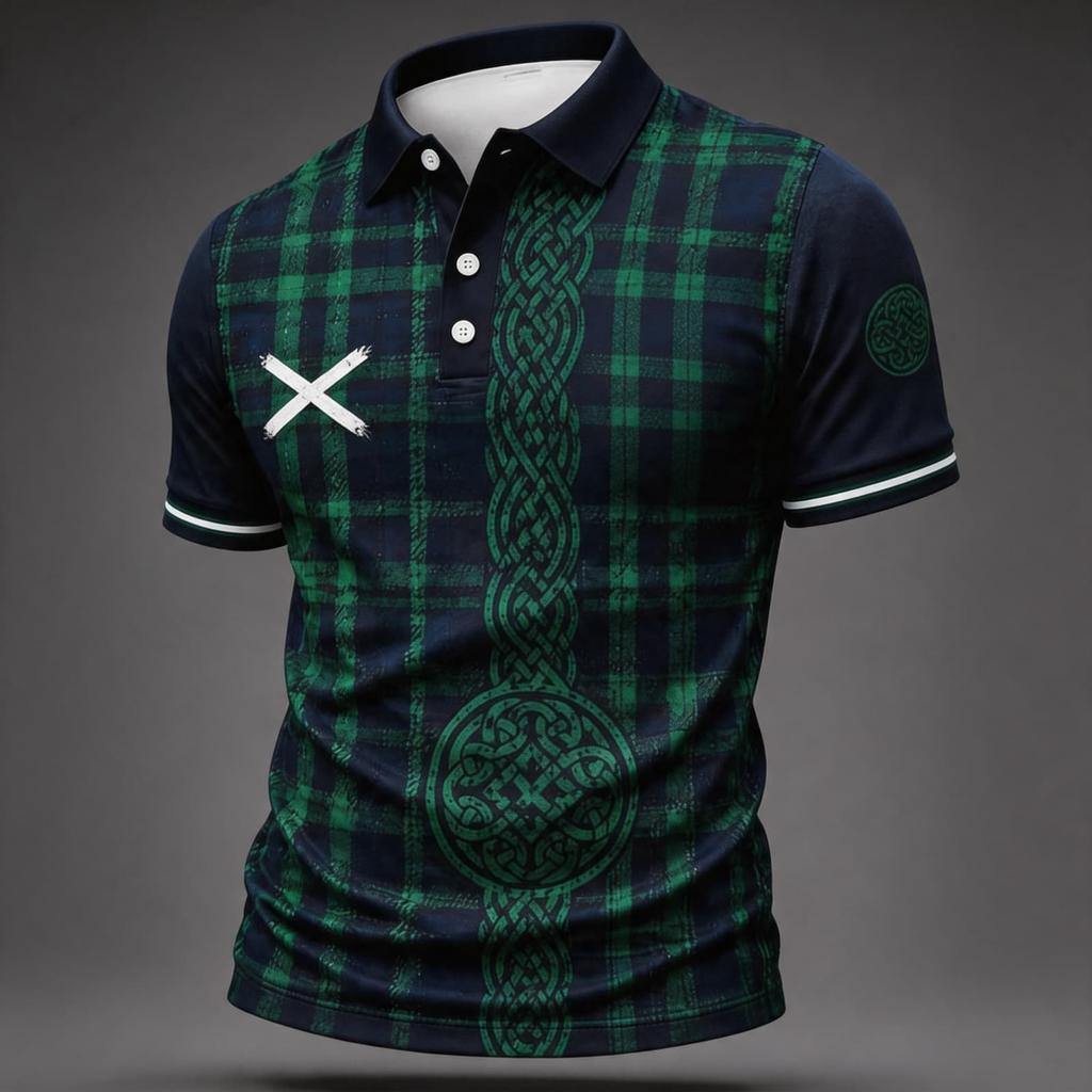Men's Scotland Support Polo Shirt 2026 Football World Cup Design Short Sleeve Lightweight Casual Sportswear