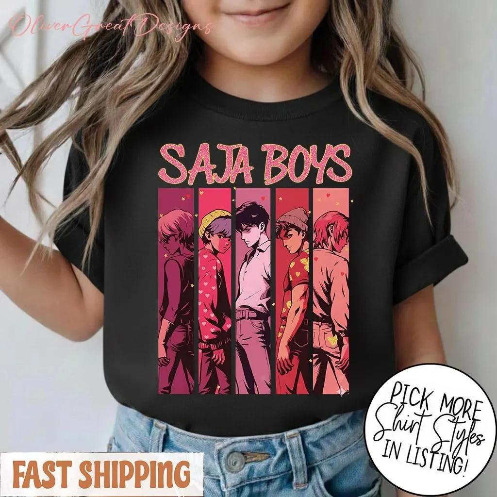 SAJA BOYS Anime Kids T-Shirt Retro Y2K Aesthetic Print Short Sleeve Tee Casual Summer Top for Boys Girls