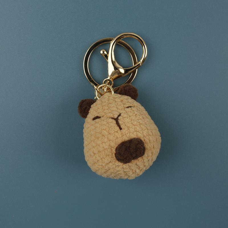 Cute Kapibara Crochet Keychain Handmade Cartoon Pendant Creative Knitted Animal Key Ring Bag Hangging