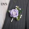 Corsage Suit Wedding Wristlet Band with Faux Pearl Embellished Brooch Simulated Roses Bride Groom Romantic Floral Accessories Prom Decoration