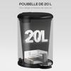 Pedal Kitchen Bin, 20 L, Metal, Soft-Close Lid, Removable Bucket, Black