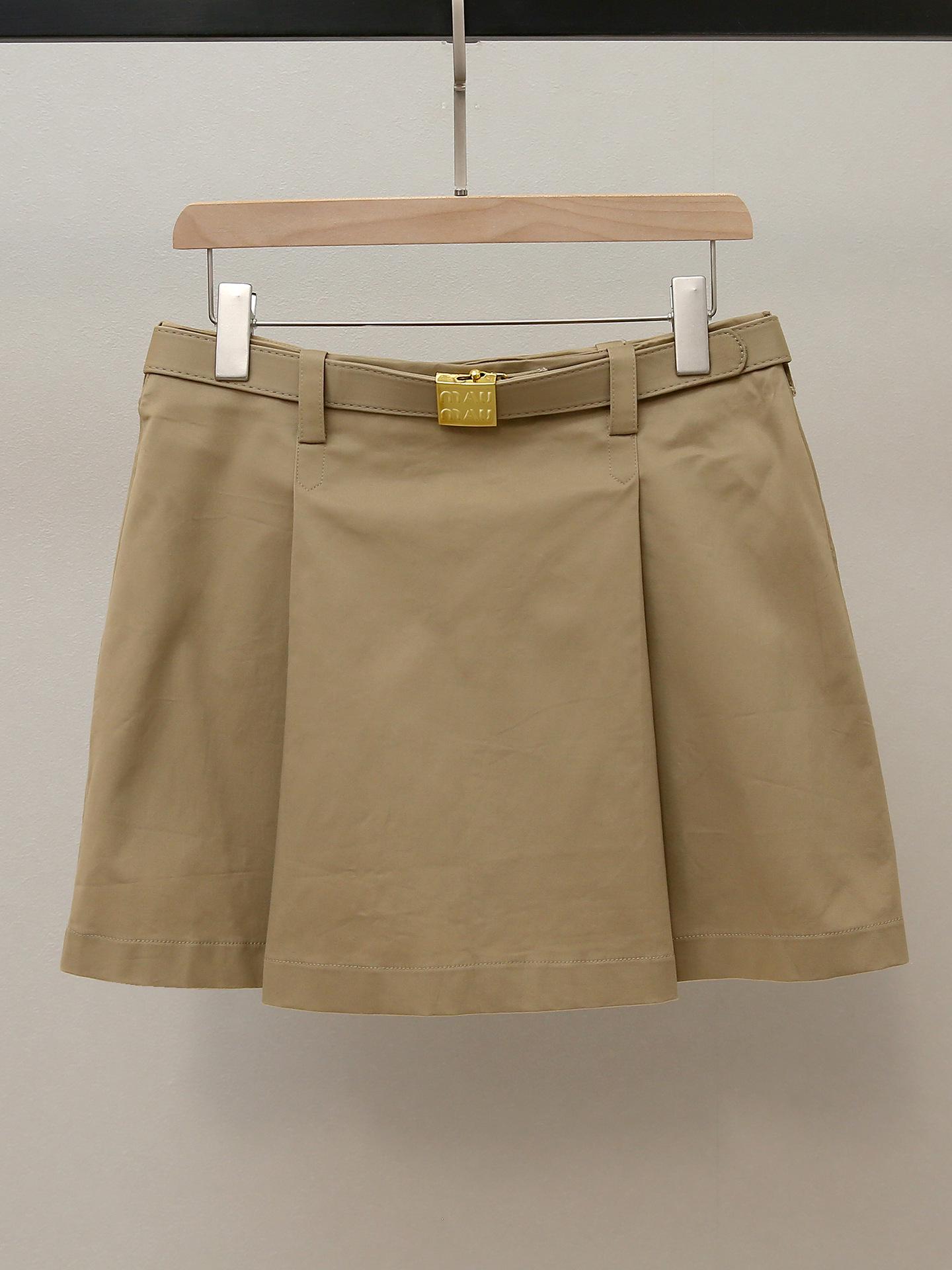 

Elegant French Retro A-line Pleated Midi Skirt with Slimming Belt for Women - Autumn Collection Large коричневый