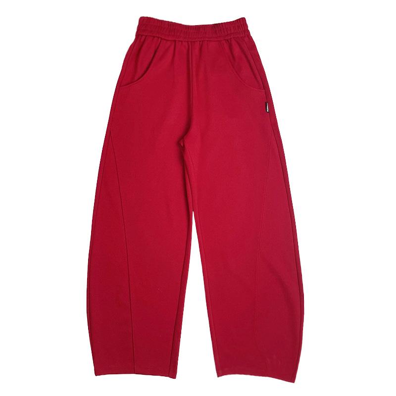 Women's high-waisted drape floor pants elastic waist Korean version extended wide-leg pants trendy loose casual pants