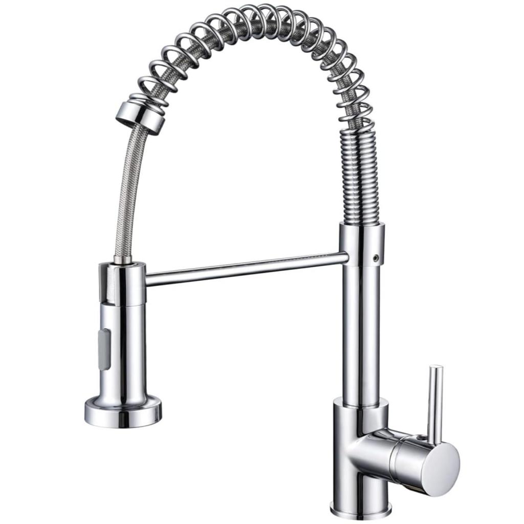 Cooltens Kitchen Single Lever Mixer Tap with Hand Faucet, Shower, Water-Saving Shower, Brass, Spring-Loaded