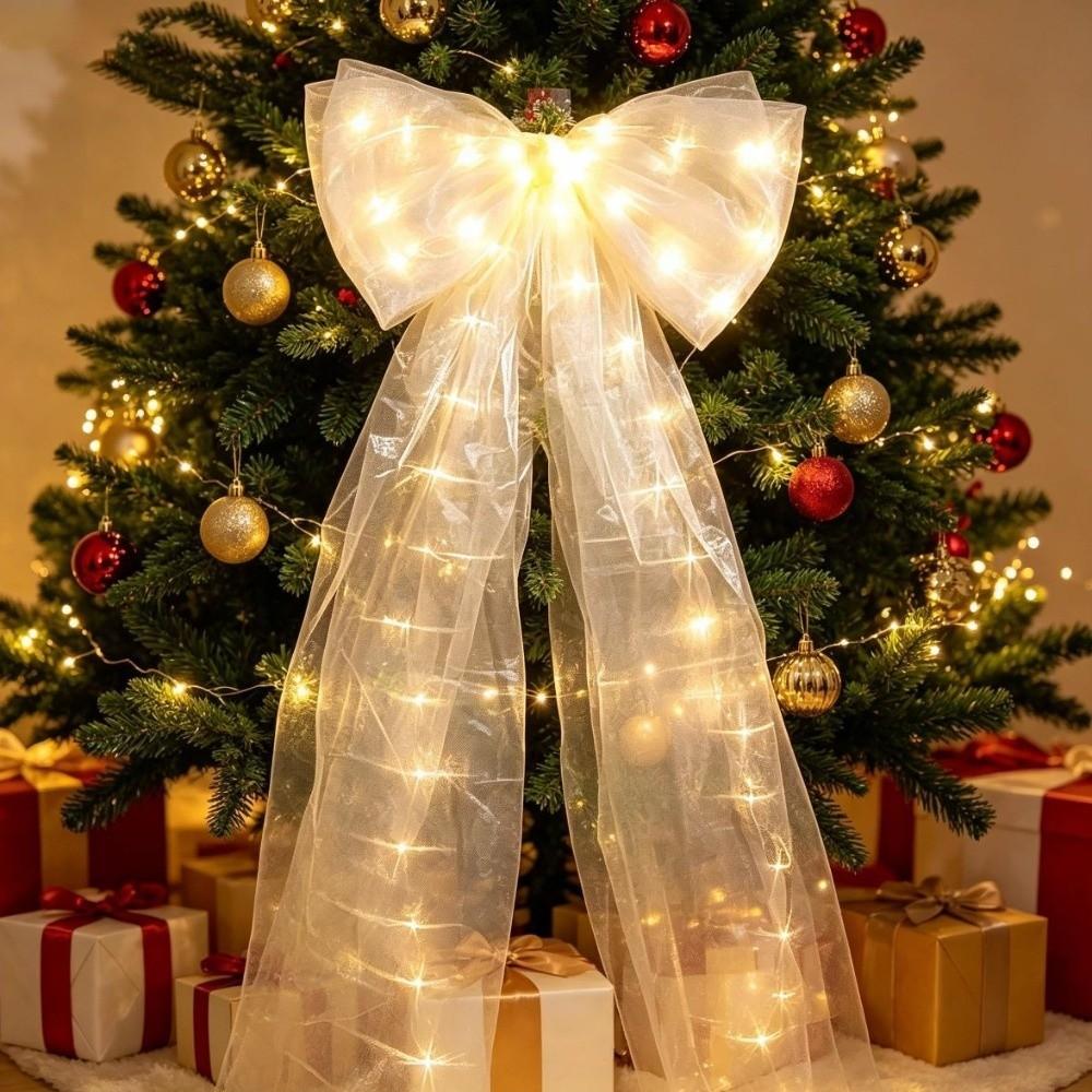 Solid Color Christmas Tree Topper Bow Soft Draping Christmas Wreaths Bow Christmas Tree