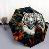 Two Tigers  Pattern, Automatic Folding Umbrella, Portable and Foldable Design, 8 Ribs, a Christmas or Birthday Gift.