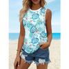 Summer Round Neck Sea Turtle Pattern 3D Printed Top Fashionable Casual Sleeveless Women's Tank Tops