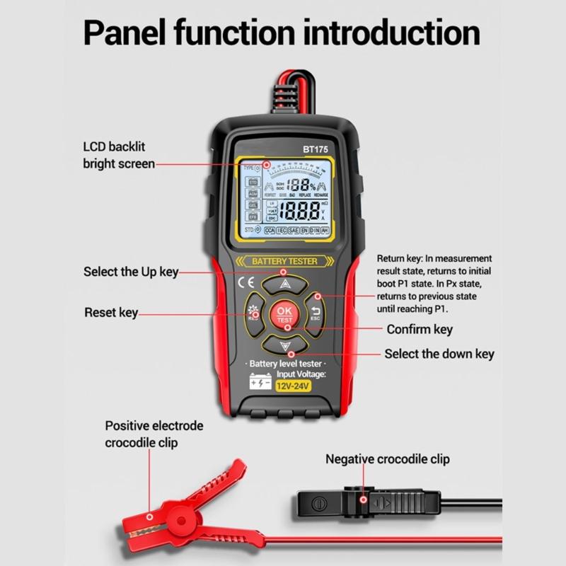 Digital Display Car Battery Measurement Tester With Voice Guidance For Voltage Internal Resistance And Life Analysis