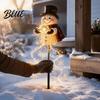 Waterproof LED Snowman Garden Lights Solar Light with Flowing Snowflakes Christmas Waterfall Winter Pathway Illumination Lighting Star Weatherproof