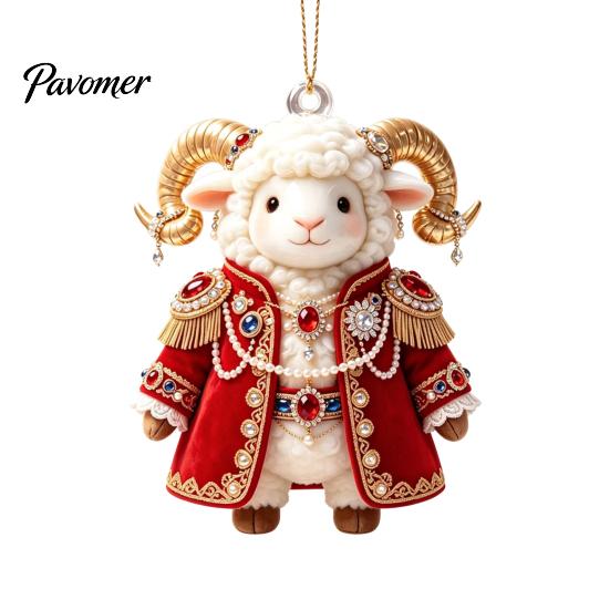 Acrylic Pendant for Christmas 2027 New Year Sheep Ornament, 2D Tree Hanging Decor with String, Chinese Zodiac Goat Decor, Holiday Gift Seasonal Party