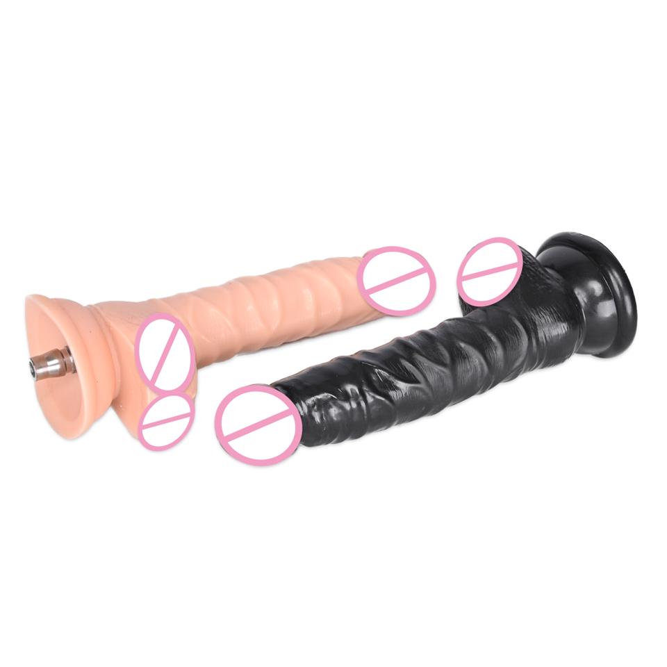 Sex Machine Attachment ROUGH BEAST 8.27" Black/Flesh Dildo for Masturbation Machine