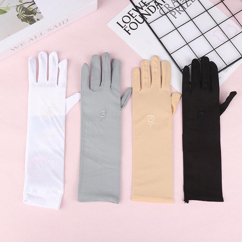 1Pair Mittens Sunscreen Driving Gloves Stretch Women Anti Uv Mid-Long Breathable Glove For Spring Summer Thin Gloves