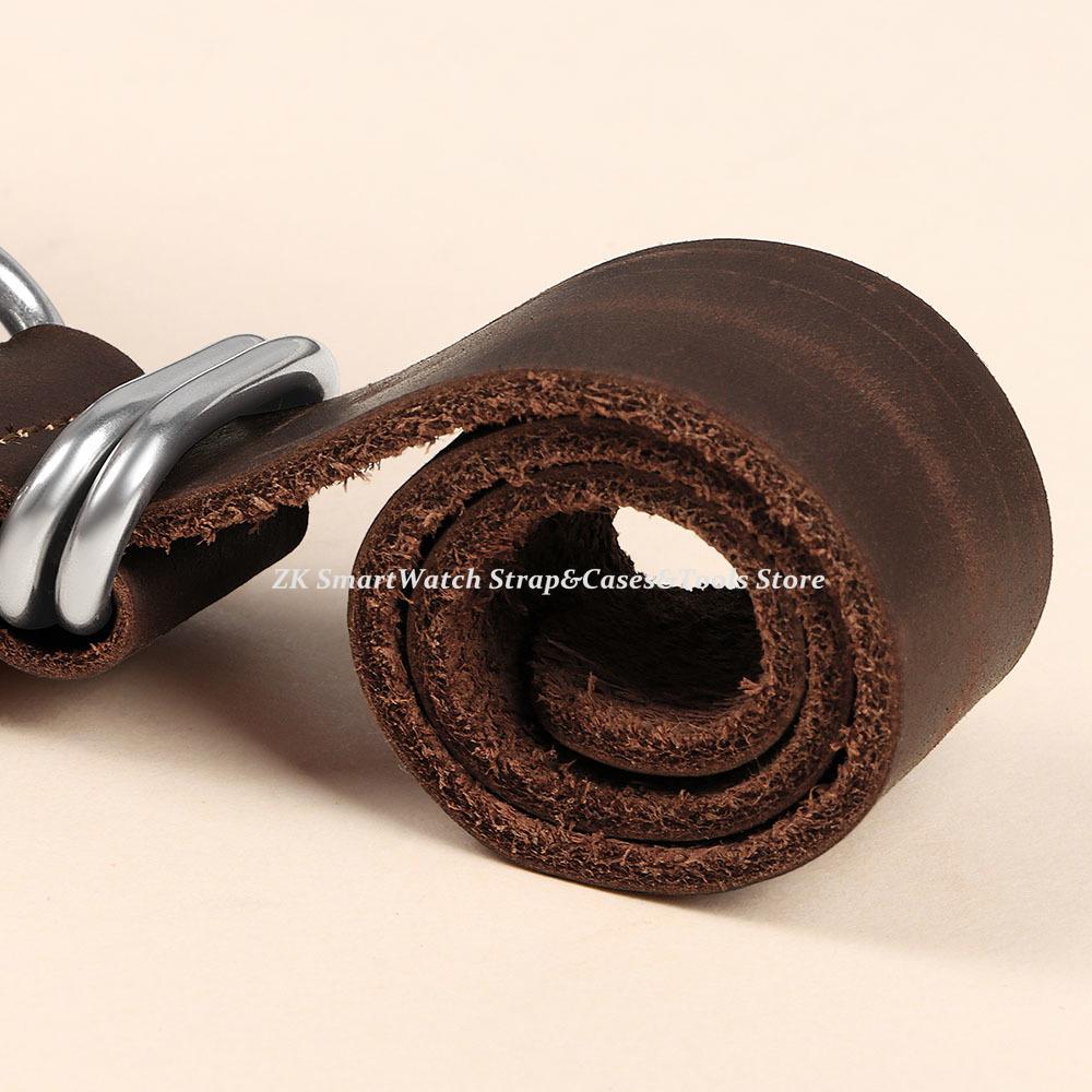 Vintage Leather Watch Bands 18mm 20mm 22mm Brown Handmade Cowhide Watch Straps with Ring Buckle for Men Women Watch Accessories