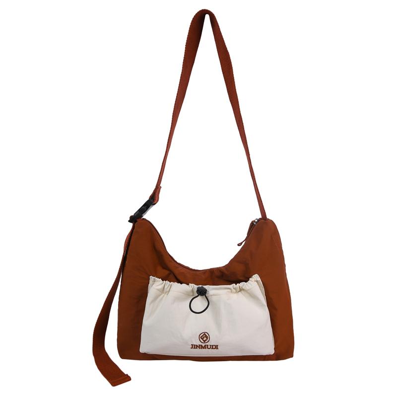 Commuter Pleated Hobo Bag Women's Large Capacity Waterproof Nylon Crossbody Bag Men's Shoulder Bag