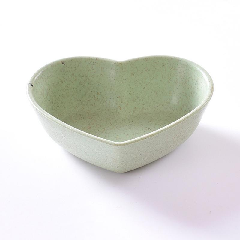 Mini Cute Love Heart Shape Wheat Straw Bowl Snack Small Plate Kitchen Supplies