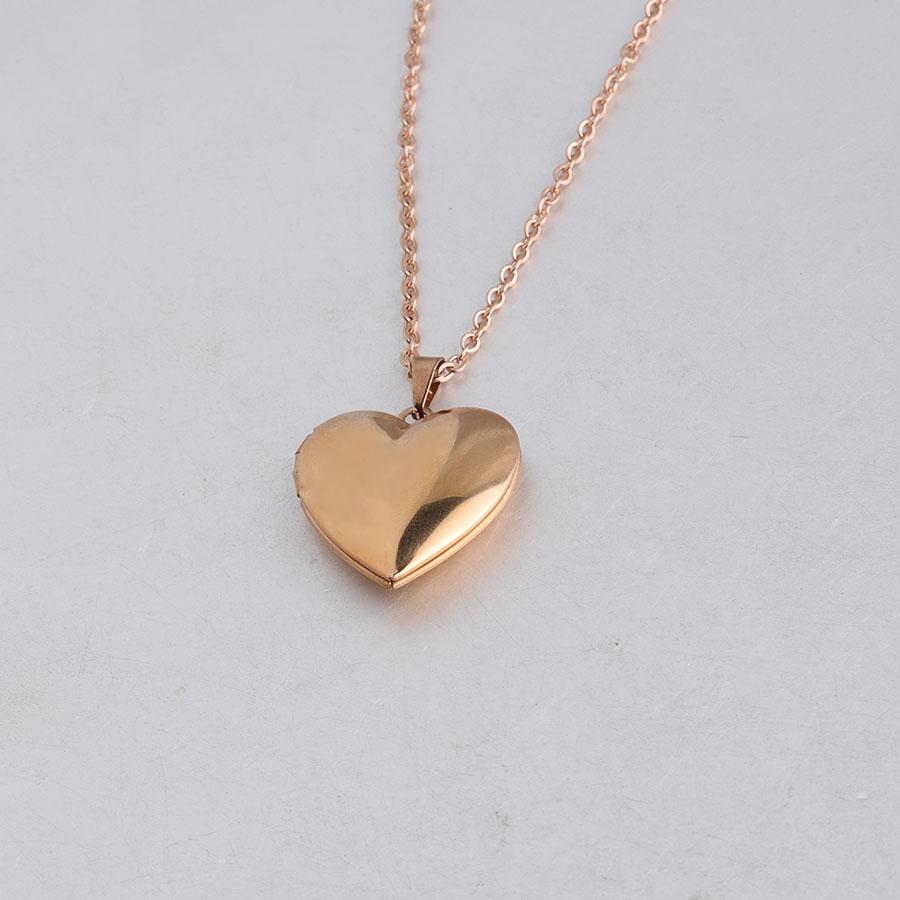 Fnixtar Mirror Polish Stainless Steel Love Heart Photo Frame DIY Memory Locket Pendant Necklace 10pieces/lot
