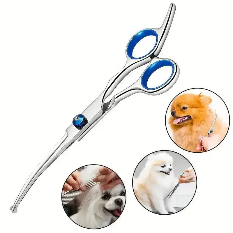 Ambidextrous Pet Safe Scissors Stainless Steel Dog Grooming Shears with round Head for Precision Trimming