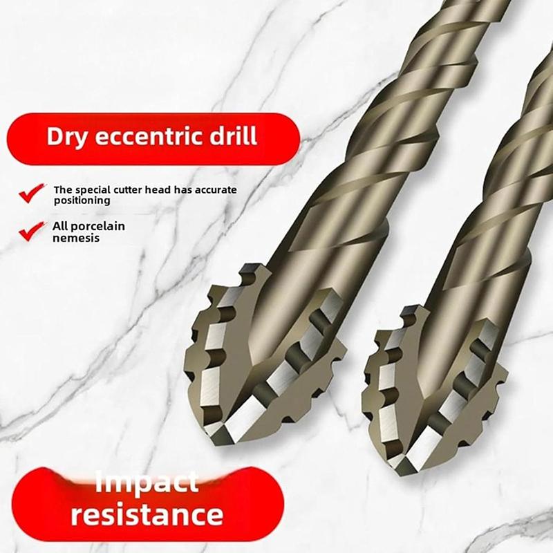 Four-Edged Eccentric Drill Bit Skewed Head High Hardness Tile Drill Bit Serrated Concrete Drill Bit Set Drilling Tool