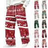 Herren Cordhose Lässig Lockerer Schnitt Gerades Bein mit Weihnachtsdruck und Elastischem Bund