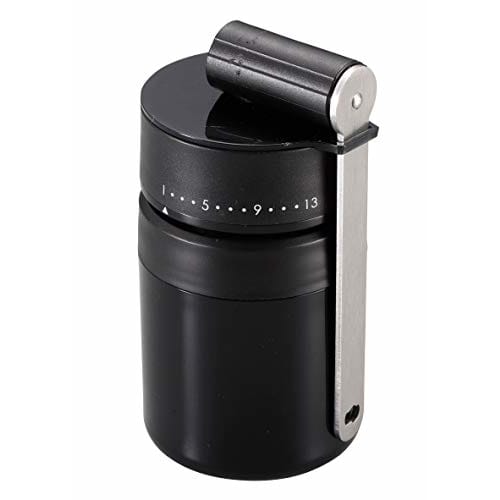CAPTAIN STAG UW-3540 Portable Coffee Mill with 13 Adjustable Grinding Levels, Black, and Storage Case