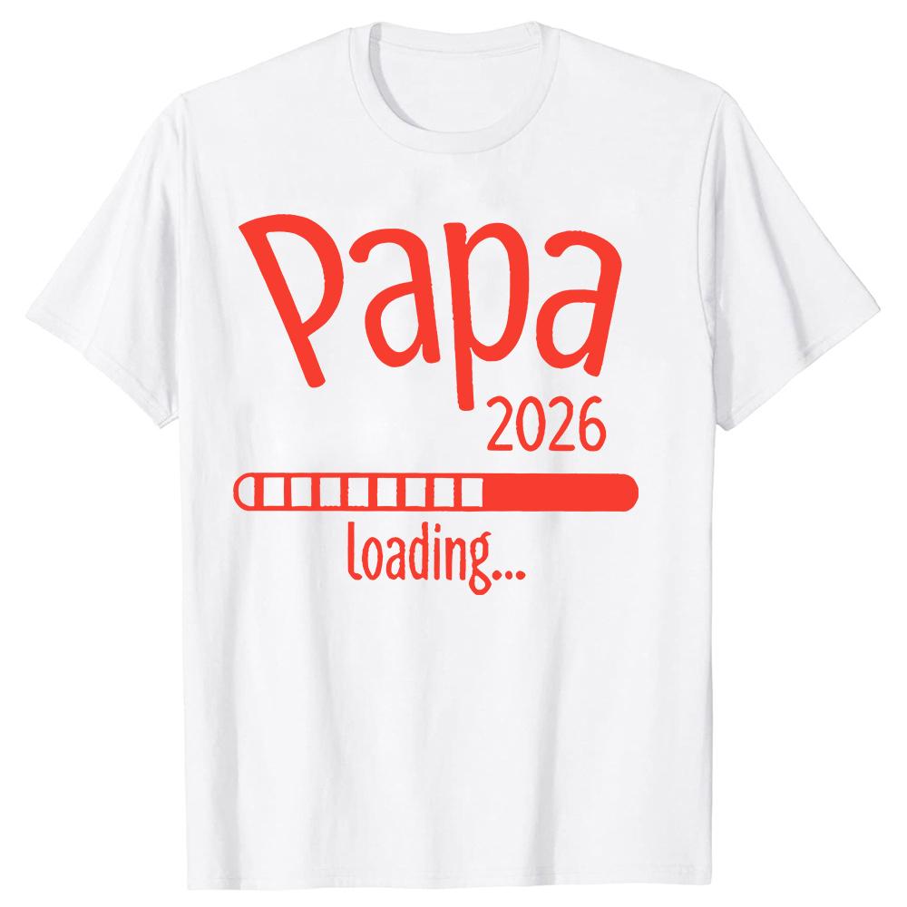 Mens Beige PAPA 2026 Future Dad T Shirt Tees Tops Pregnancy Announcement Men Clothing Funny Fatherhood Design Short Sleeve S