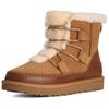 Classic Novelty Cow Split Leather Short Snow Boots Women's Chestnut 1174574-CHE