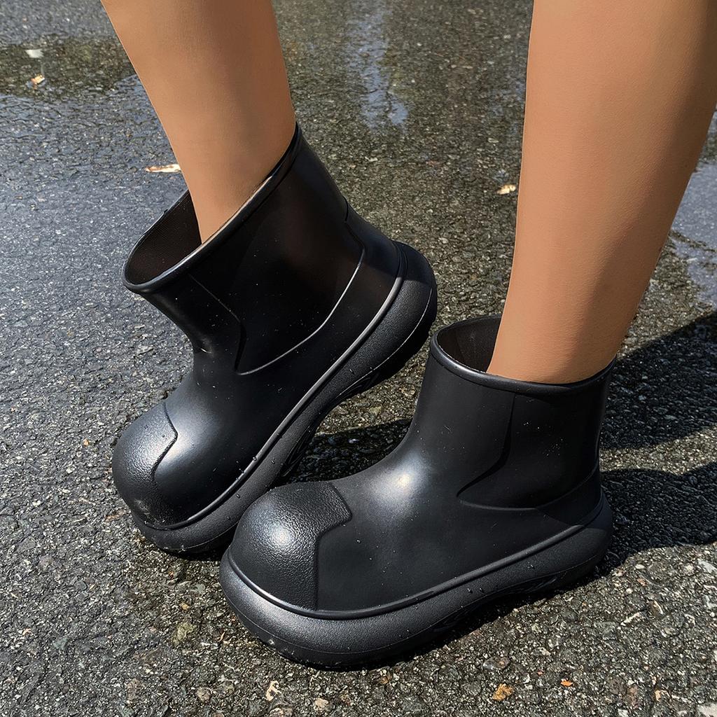 Waterproof Eva Thick Bottom Ankle Boots Women 2025 Winter Chunky Platform Non Slip Rain Boots Cute Round Toe Girl's Water Shoes