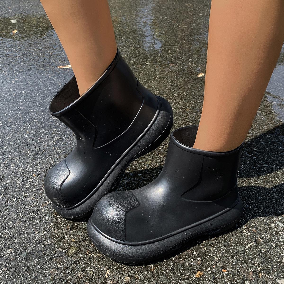 

Waterproof Eva Thick Bottom Ankle Boots Women 2025 Winter Chunky Platform Non Slip Rain Boots Cute Round Toe Girl s Water Shoes 39-40
