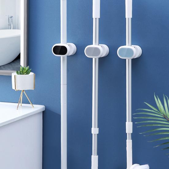 Mop Storage Rack Wall-mounted No Drilling Hook Anti-Slip Multifunctional Cleaning Tool Organizer Hanging Drain Mold-Free Home Use