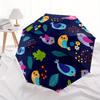 1pc Colorful Birds Pattern Automatic Folding Umbrella - 8-Rib Iron Frame, Windproof, Portable Sunshade with Plastic Handle for Travel & Outd