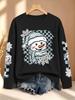 Women'S Autumn Clothing Snowman Scarf Multi-Position Double Sleeve Printed T-Shirt, Sports Casual Lightweight Comfortable Soft Fashionable Everyday